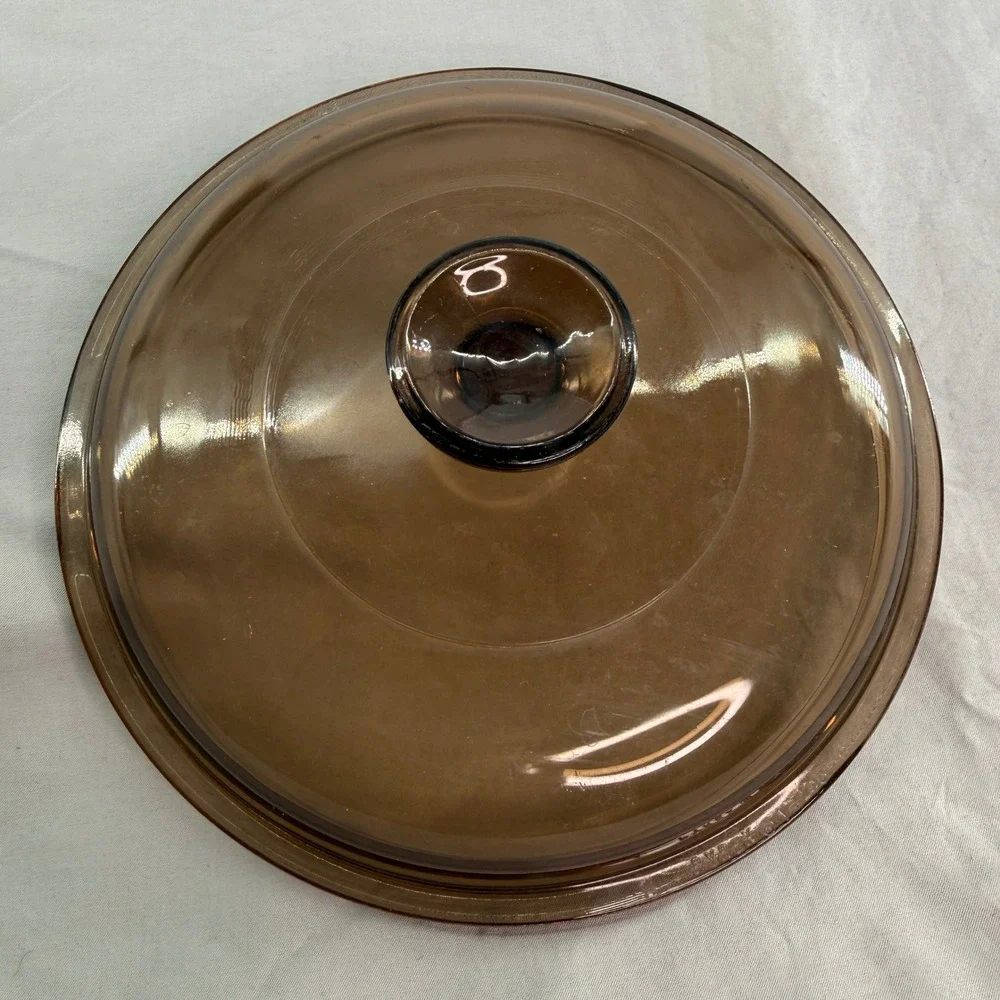 Pyrex Vision Amber Brown Glass Lid V-2.5-C Replacement Cover 2.5L Round Knob 8in